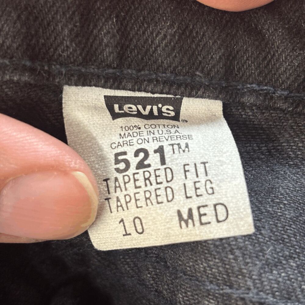 Vintage Levis 521 Black 90s Y2K Tapered Leg Fit HIgh Rise Size 10 Made USA Mom - Picture 7 of 8